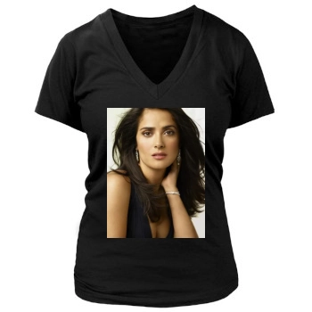 Salma Hayek Women's Deep V-Neck TShirt