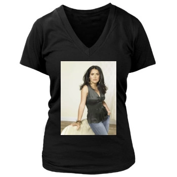 Salma Hayek Women's Deep V-Neck TShirt