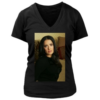 Salma Hayek Women's Deep V-Neck TShirt