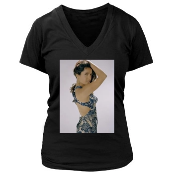 Salma Hayek Women's Deep V-Neck TShirt