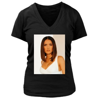 Salma Hayek Women's Deep V-Neck TShirt