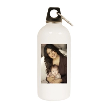 Salma Hayek White Water Bottle With Carabiner