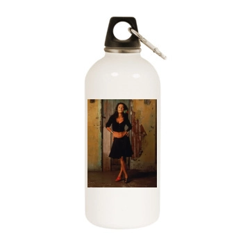 Salma Hayek White Water Bottle With Carabiner