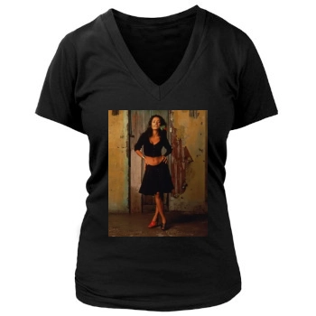 Salma Hayek Women's Deep V-Neck TShirt