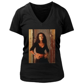 Salma Hayek Women's Deep V-Neck TShirt