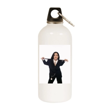 Salma Hayek White Water Bottle With Carabiner