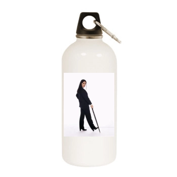 Salma Hayek White Water Bottle With Carabiner