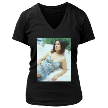 Salma Hayek Women's Deep V-Neck TShirt