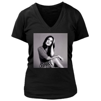 Salma Hayek Women's Deep V-Neck TShirt