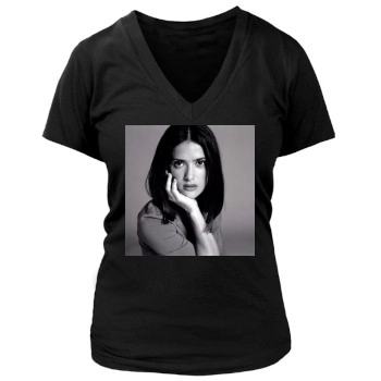 Salma Hayek Women's Deep V-Neck TShirt