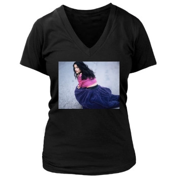 Salma Hayek Women's Deep V-Neck TShirt