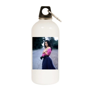 Salma Hayek White Water Bottle With Carabiner