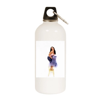 Salma Hayek White Water Bottle With Carabiner