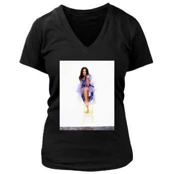 Salma Hayek Women's Deep V-Neck TShirt