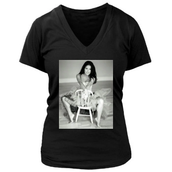 Salma Hayek Women's Deep V-Neck TShirt