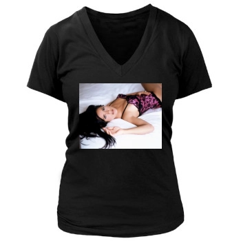 Salma Hayek Women's Deep V-Neck TShirt