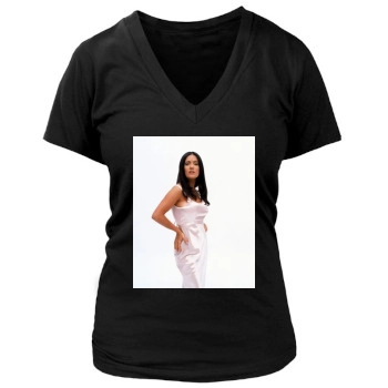 Salma Hayek Women's Deep V-Neck TShirt