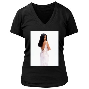 Salma Hayek Women's Deep V-Neck TShirt