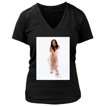 Salma Hayek Women's Deep V-Neck TShirt