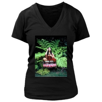 Salma Hayek Women's Deep V-Neck TShirt