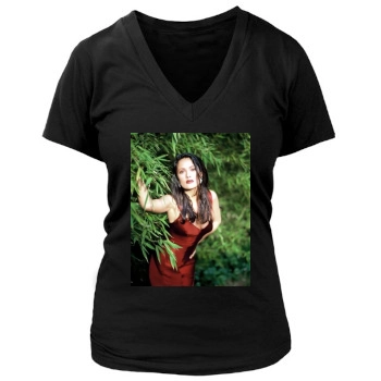 Salma Hayek Women's Deep V-Neck TShirt