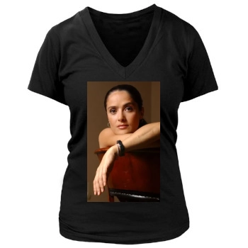 Salma Hayek Women's Deep V-Neck TShirt