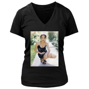 Salma Hayek Women's Deep V-Neck TShirt