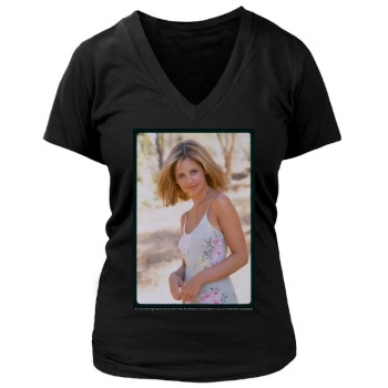 Sarah Michelle Gellar Women's Deep V-Neck TShirt