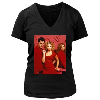 Sarah Michelle Gellar Women's Deep V-Neck TShirt