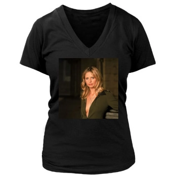 Sarah Michelle Gellar Women's Deep V-Neck TShirt