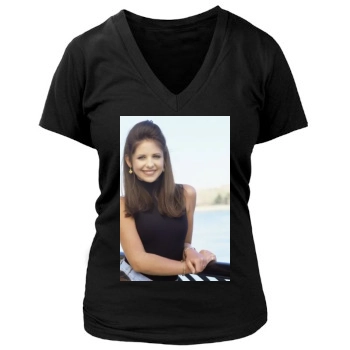 Sarah Michelle Gellar Women's Deep V-Neck TShirt