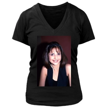 Sarah Michelle Gellar Women's Deep V-Neck TShirt