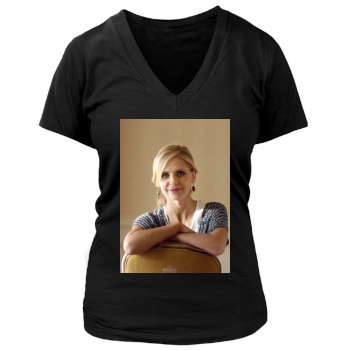 Sarah Michelle Gellar Women's Deep V-Neck TShirt