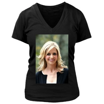 Sarah Michelle Gellar Women's Deep V-Neck TShirt