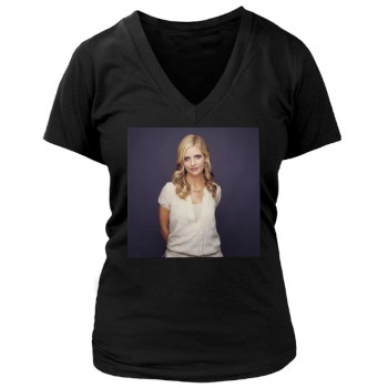 Sarah Michelle Gellar Women's Deep V-Neck TShirt