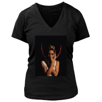 Sarah Michelle Gellar Women's Deep V-Neck TShirt