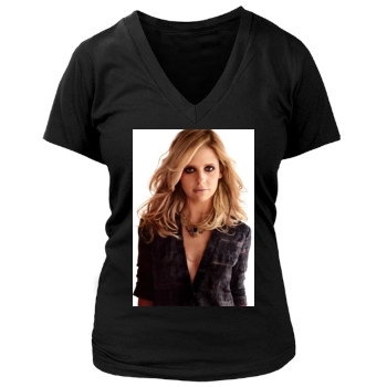 Sarah Michelle Gellar Women's Deep V-Neck TShirt