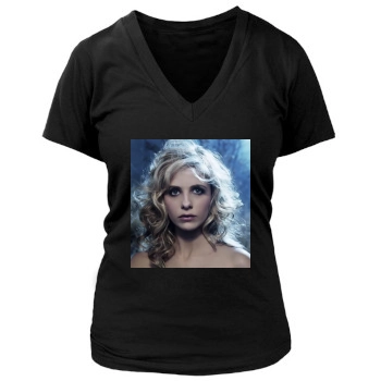 Sarah Michelle Gellar Women's Deep V-Neck TShirt