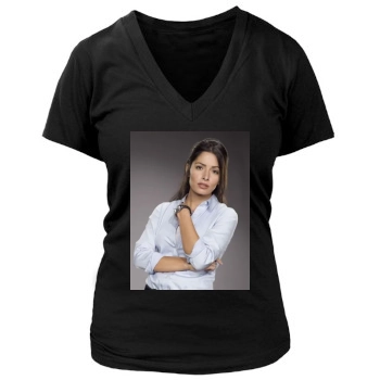 Sarah Shahi Women's Deep V-Neck TShirt