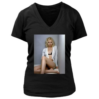 Scarlett Johansson Women's Deep V-Neck TShirt