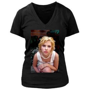 Scarlett Johansson Women's Deep V-Neck TShirt