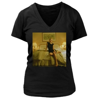 Scarlett Johansson Women's Deep V-Neck TShirt