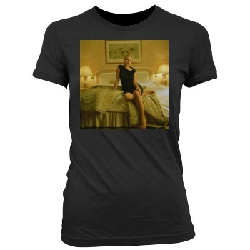 Scarlett Johansson Women's Junior Cut Crewneck T-Shirt