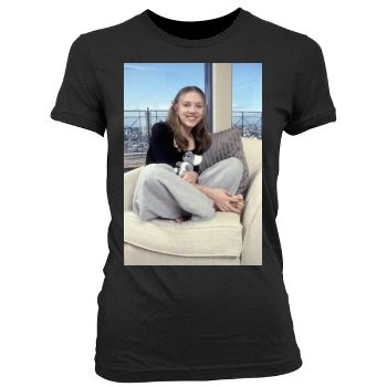 Scarlett Johansson Women's Junior Cut Crewneck T-Shirt