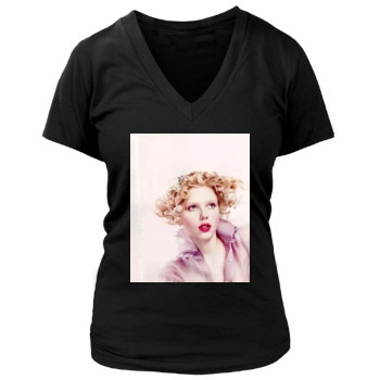 Scarlett Johansson Women's Deep V-Neck TShirt