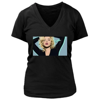 Scarlett Johansson Women's Deep V-Neck TShirt