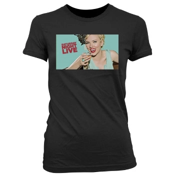 Scarlett Johansson Women's Junior Cut Crewneck T-Shirt