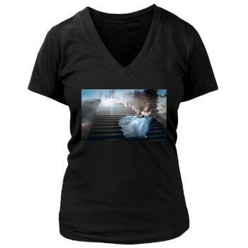 Scarlett Johansson Women's Deep V-Neck TShirt