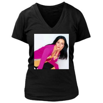 Shannen Doherty Women's Deep V-Neck TShirt