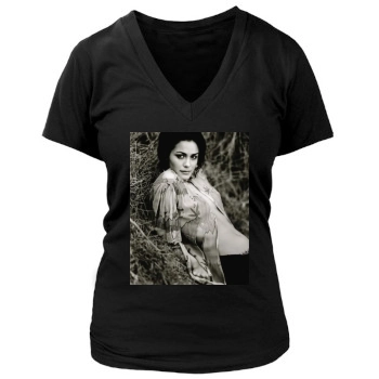 Shannyn Sossamon Women's Deep V-Neck TShirt